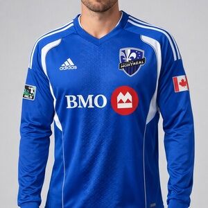 adidas Montréal Impact MLS Long Sleeve Soccer Jersey BMO ClimaCool Blue Men’s XL
